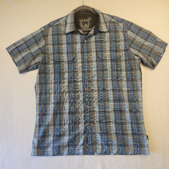 Kuhl Men's Blue Plaid Short Sleeve Shirt Size L - Picture 1 of 11